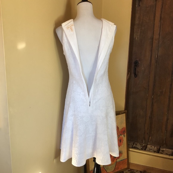 REBECCA TAYLOR Size 6 White Tankdress Textured Brocade Floral cocktail $475 NEW - Picture 6 of 17